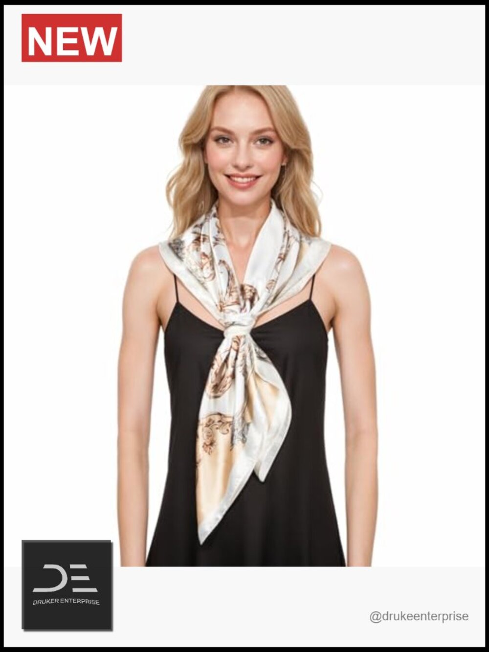 Silky Soft Printed Square Head Scarf 35 Inches - Picture 2 of 7